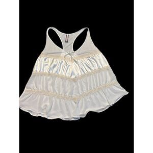Victoria's Secret y2k babydoll flowy white lace sheer romantic dainty tank sz m